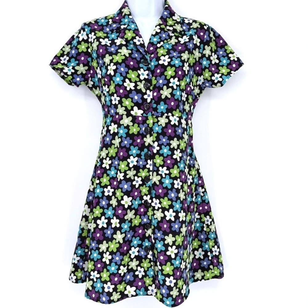 My Michelle Vintage 90s Floral Daisy Button Front Tie Back Mini 5/6 Mod Babydoll